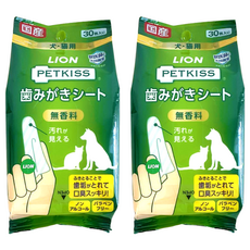 LION 獅王 PETKISS 齒垢清潔紙巾, 犬貓用, 無香味, 30入, 30張, 2包