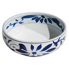 7缽系列 碗 19 x 7.5cm 900ml, 手繪唐草 白色 + 藍色, 1個