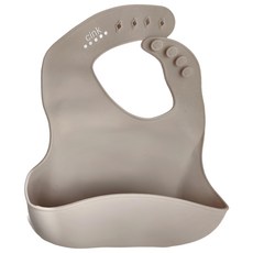 Cink 矽膠立體圍兜 食品級矽膠材質 適用於6個月以上嬰幼兒, 霧米色, 1件, 1件