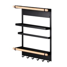 HIKARI 日光生活 磁吸式多功能置物架 磁鐵材質 承重4kg, 黑色 + 木色, 1個