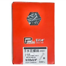 PANRICO 百利世 水泥螺絲 鍍鋅 威華頭粗牙 500入, 5/32 x 3/4", 1盒