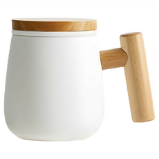 KOTI 日安生活 羊脂玉陶瓷茶水分離泡茶杯 - 櫸木手柄, 櫸木胖胖杯, 1個