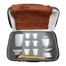 羊脂白玉瓷旅行茶具套組 實木 ABS, 1個, CAKN0156WT, 白色