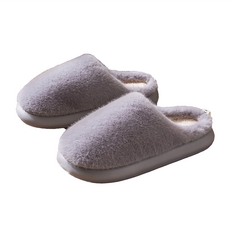 ego life 蓬鬆毛絨EVA厚底防滑保暖男女室內拖鞋, 40~41, 灰色