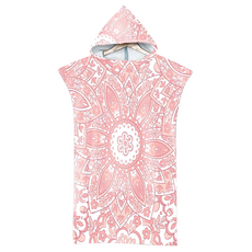 DREAMCATCHER 捕夢網 速乾吸水連帽毛巾衣 繽紛風格設計 透氣材質 擋風保暖, 110 x 75cm, 粉色曼陀羅