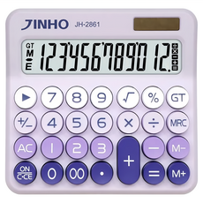 JINHO 京禾 12位元計算機 太陽能/R03四號AAA柱狀電池 JH-2861, 薰衣草紫, 1個