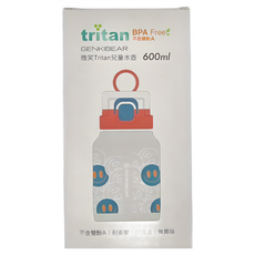 GENKI BEAR 元氣熊 微笑Tritan兒童水壺 600ml 不含雙酚A 耐衝擊 耐高溫 藍色, 1個