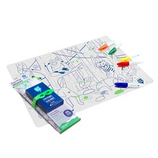 Super Petit 矽膠彩繪餐墊 幼童可在遊玩中認識動物 可彎曲折疊 清潔後可重複上色, 叢林動物, 1個