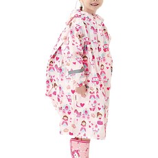 愛北鼻 兒童雨衣 XXL 滿印粉城堡女孩 領口加高防水兒童雨具