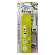 SUPERCELL 超電王 4開4插家用延長線 2孔 SC-444-6, 1.8m, 顏色隨機, 1條