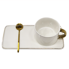 北歐風金邊咖啡杯 - 白色 陶瓷 150ml, 1組