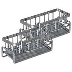 水槽瀝水架 加厚ABS材質 尺寸23cm x 9.4cm x 10.7cm 重量143g, 黑色帶桿, 2個