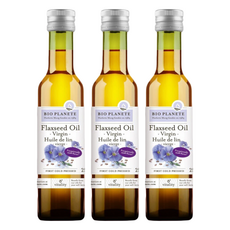 BIO PLANETE 碧歐星球 天然初榨亞麻仁油 法國原裝進口 堅果香氣濃郁清新 適合沙拉、薯條炸物類搭配, 250ml, 3瓶