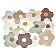 Sunday Life 洗手台面花花矽藻土吸水軟墊/瀝水墊, 咖白花花, 30 x 40cm, 1個