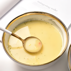 Homely Zakka 北歐輕奢風陶瓷餐具 大圓湯碗, 大理石紋金邊, 1個