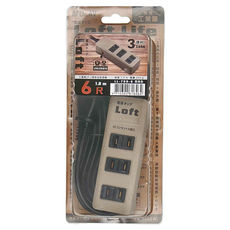 Dr.AV 聖岡科技 工業風 3插安全延長線 2孔 LL-700-6, 1.8m, 奶茶色, 1個