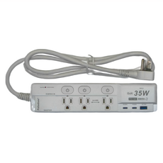 Palladium PD 35W 平壓式快充延長線 3孔, 氮化鎵GaN技術, USB充電插座, PD+QC超級雙閃充, 1.8m, C-89PAL, 1個