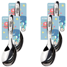 KOM 316不鏽鋼兒童平底匙, 藍色, 4支