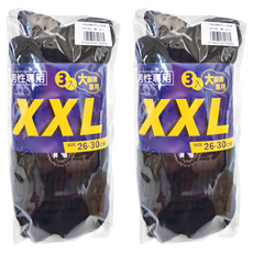 non-no 儂儂 大腳族專用加大長襪 3雙 2組, 黑色, XXL(26-30cm)