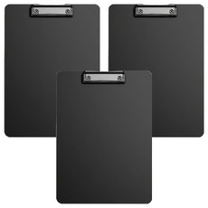 A4 文件平板夾 21x22x0.25cm 塑膠 重量 138g-163g, 經典黑, 3個