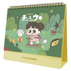 CCHING 青青文具 2025年 25K三角桌曆 - 啾啾妹, 啾啾妹 綠色, 1本