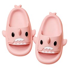 bebehome 可愛鯊魚造型室內防滑兒童拖鞋 粉色 內長20.5公分, 21cm