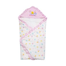 PiYOPiYO 黃色小鴨 小鴨彩虹四季包巾 荷葉立體三角帽 柔軟襁褓包覆 100%純棉 吸汗透氣 四季適用