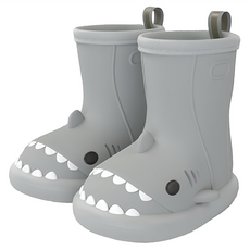 JAR 嚴選 可愛鯊魚兒童雨鞋 200mm 灰色 防水雨鞋