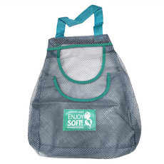 多用途掛式果蔬收納透氣網袋 便攜提手, 深灰色, 1個