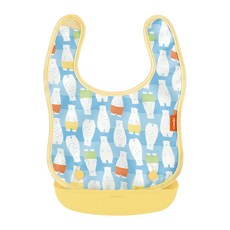 Combi 康貝 新防污口袋圍兜 科技實驗耐洗1000次 汙垢不易附著, 北極熊 藍色, 1個, 1入