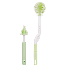 nac nac 柔細旋轉奶瓶奶嘴刷 奶瓶刷31.5 x 5.5cm + 奶嘴刷19 x 3cm + 吸管刷17.5 x 0.7cm, 1組, 茉莉綠