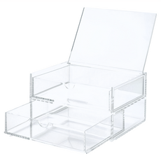 MUJI 無印良品 可堆疊壓克力附蓋抽屜盒, 2層, 透明色