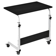 簡約升降可移動邊桌, 鋼管烤漆, MOF纖維板, 桌面60x40cm, 高度70~90cm, 蘋果木/暖白/高雅木/黑拉絲