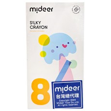 mideer 可洗式速乾絲綢蠟筆 3歲以上, 8色, 1組