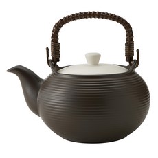 MIyAWO 直火陶土茶壺 耐高溫耐熱陶瓷茶壺, 黑白, 2L, 1個