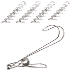 不鏽鋼曬衣夾 掛勾款 優選材質 強韌夾力 平滑夾頭, 20個
