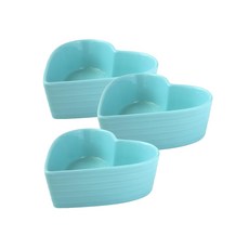 JUST HOME 多莉愛心深盤3件組 陶瓷材質環保安心 嫩色系襯托美味料理 適用烤箱, 藍色, 1組, 愛心深盤3個