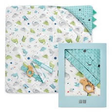 奇哥 豆趣包巾 + 手搖鈴禮盒, 藍色, 1盒