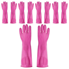 Yori Grida 幸運草紋橡膠手套, 中(M), 5雙, 桃紅色