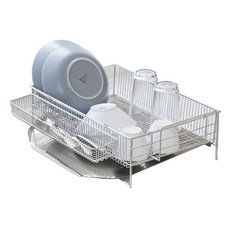 兩用不鏽鋼餐具瀝水架, 1層, 銀色, 1個