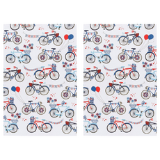 Now Designs 純棉擦拭布 園遊單車 薄透純棉 可吊掛收納, 71 x 46 cm, 2個