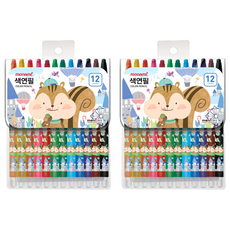 Monami 彩色鉛筆組 旋轉色筆和彩色鉛筆, 12色, 2盒