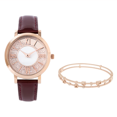 RADIANT STAR 璀璨之星 女人愛美愛自己漫步羅馬1+1禮盒手錶鈦鋼手環2件組