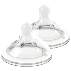 Chicco 天然母感2倍防脹矽膠奶嘴，一字孔，2入, 4個月以上, 1組