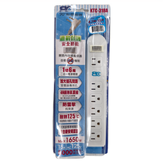 BC博銓 一開六插90度插頭延長用電源線組, KTC-318A, 過載保護, 安全節能, 防雷擊抗突波, 4.5m, 1組