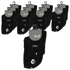 D&G BEAUTY 女款素色刺繡1/2襪-DL1001 台灣製 22-25公分, 黑色