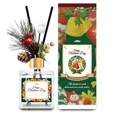 QiMart MIT聖誕花圈氣派款香氛珪藻土擴香瓶, 英國小蒼蘭, 200ml, 1瓶