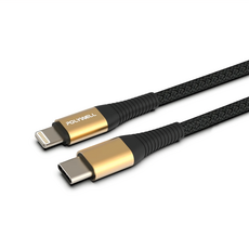 POLYWELL 寶利威爾 Type-C Lightning 蘋果PD快充編織線 iPhone PW15-W45-A287, 1m, 金色, 1條