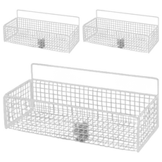 免打孔壁掛式收納籃 中號 白色 27*12*15.5cm, 3個