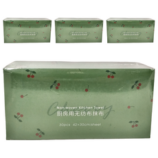 SHIMOYAMA 抽取式櫻桃印花風一次性抹布/懶人抹布 42 x 30cm, 30條, 4盒